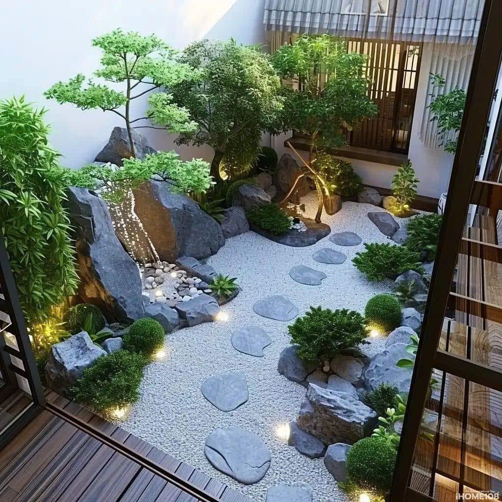 mẫu tiểu cảnh giếng trời trong nhà đẹp 